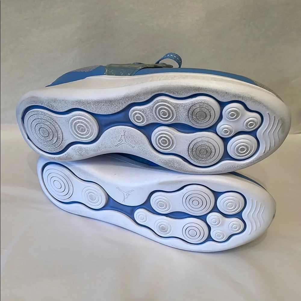 Jordan Blue and Gray Athletic Shoes with Streamlined Design